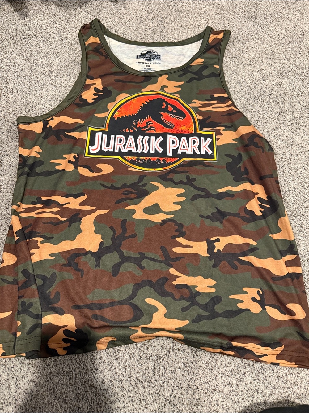Jurassic Park Men's Camo Tank Top - Green/Brown